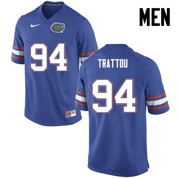 Men's NCAA Florida Gators Justin Trattou #94 Stitched Authentic Nike Blue College Football Jersey CQA5265KA